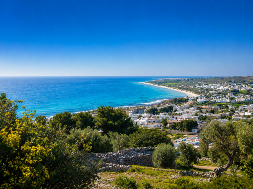 Panorama sul mare di Torre Vado - Pajara alle Macchie – Torre Vado, Salento Panorama sul mare di Torre Vado a pochi minuti dalla Pajara alle Macchie