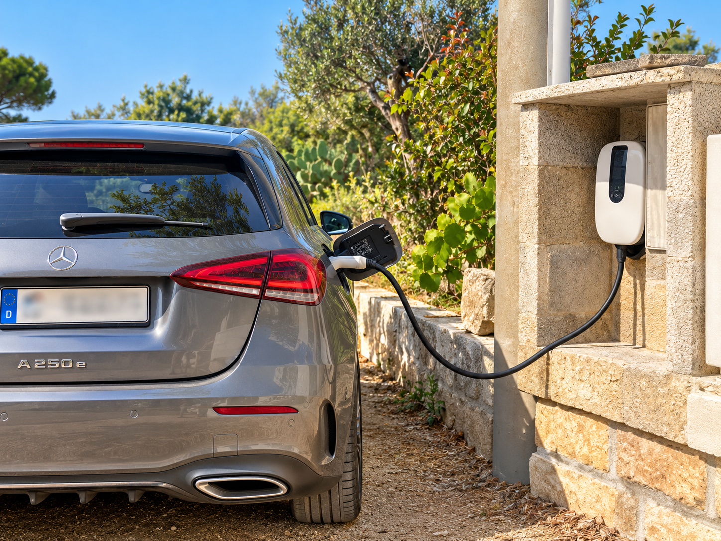 Ricarica auto elettrica a Pajara alle Macchie – Torre Vado - Pajara alle Macchie – Torre Vado, Salento Auto elettrica in ricarica presso la wallbox di Pajara alle Macchie a Torre Vado